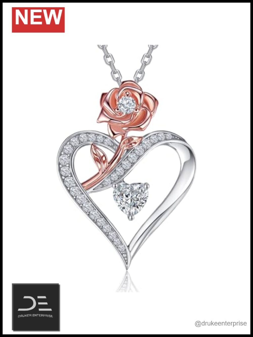 Moissanite Necklace 18K Rose Gold Pendant Sterling Silver 0.7ct D VVS1